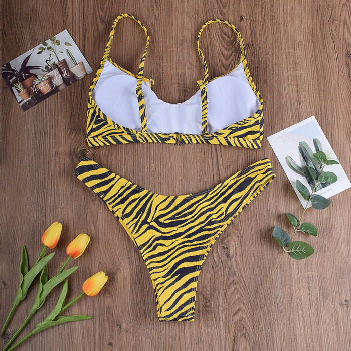 Wholesale sexy tube top tiger print ladies swimwear bikini JDC-SW-Xins004