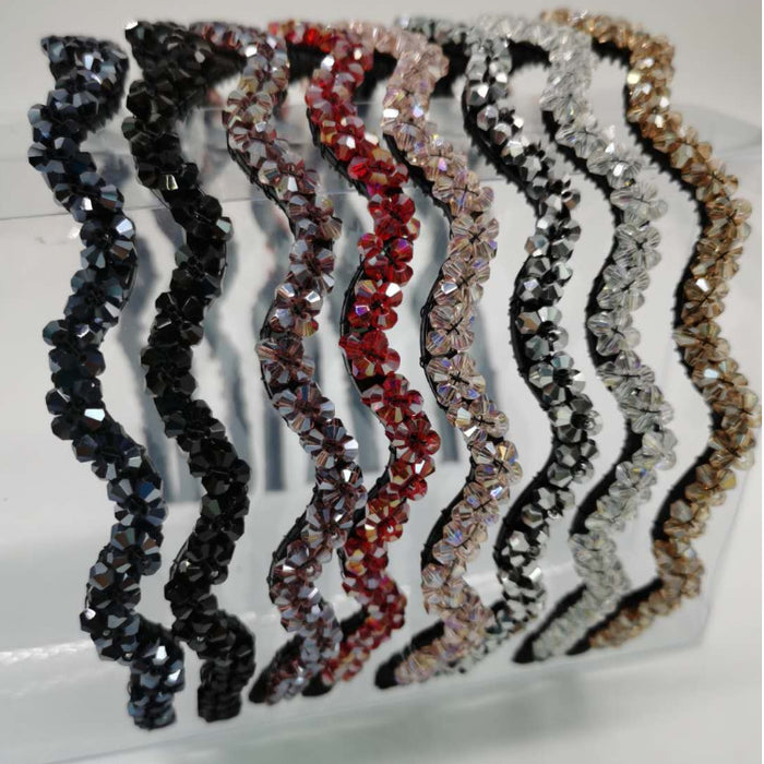 Wholesale Crystal Two Row Wave S Type With Teeth Hand Beaded Hairpin MOQ≥12 JDC-HD-BTang002