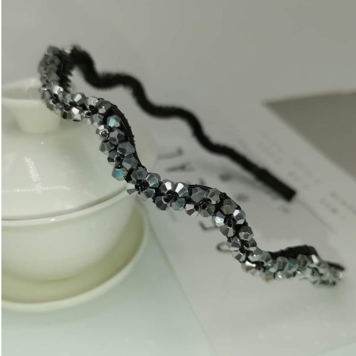 Wholesale Crystal Two Row Wave S Type With Teeth Hand Beaded Hairpin MOQ≥12 JDC-HD-BTang002