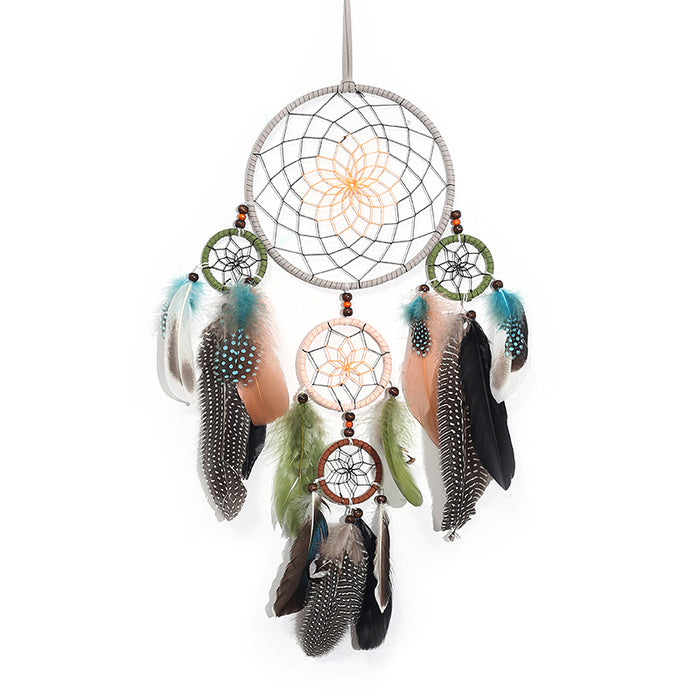 Wholesale Indian Feather Iron Hoop Cotton Thread Woven Dreamcatcher MOQ≥2 JDC-DC-MGu034