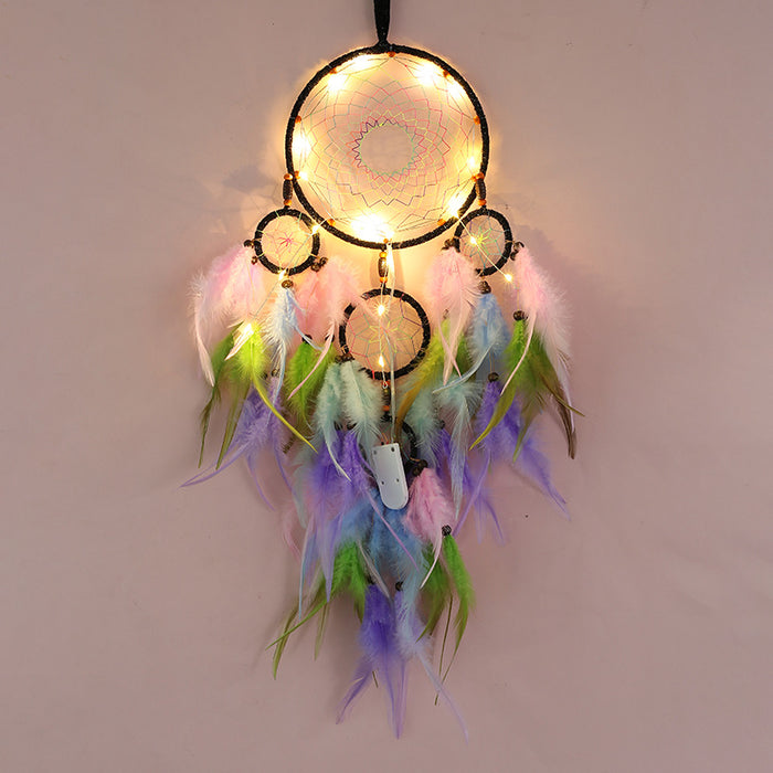 Wholesale woven finished colorful romantic dreamcatcher decoration MOQ≥2 JDC-DC-MGu037