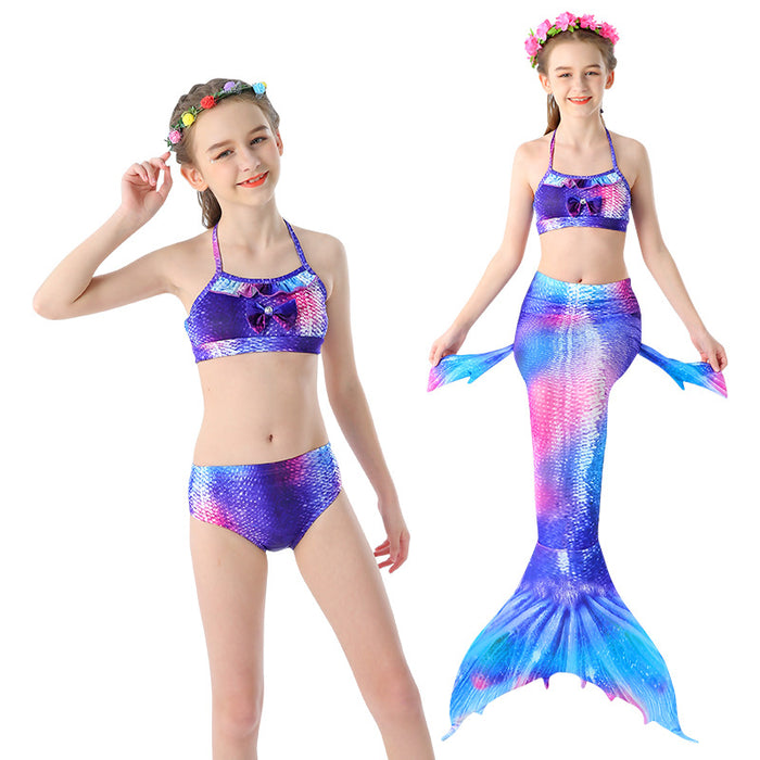 Wholesale Three Piece Mermaid Swimsuit Kids Swimwear Bikini JDC-SW-ManT003