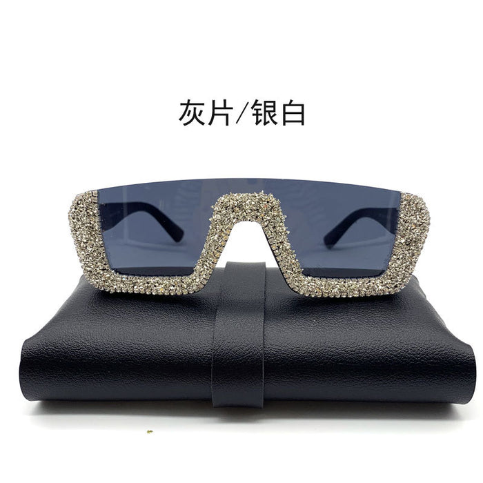 Jewelry WholesaleWholesale Colored Diamond Half Frame Transparent Flat Sunglasses Women JDC-SG-GuiM003 Sunglasses 闺淼 %variant_option1% %variant_option2% %variant_option3%  Factory Price JoyasDeChina Joyas De China