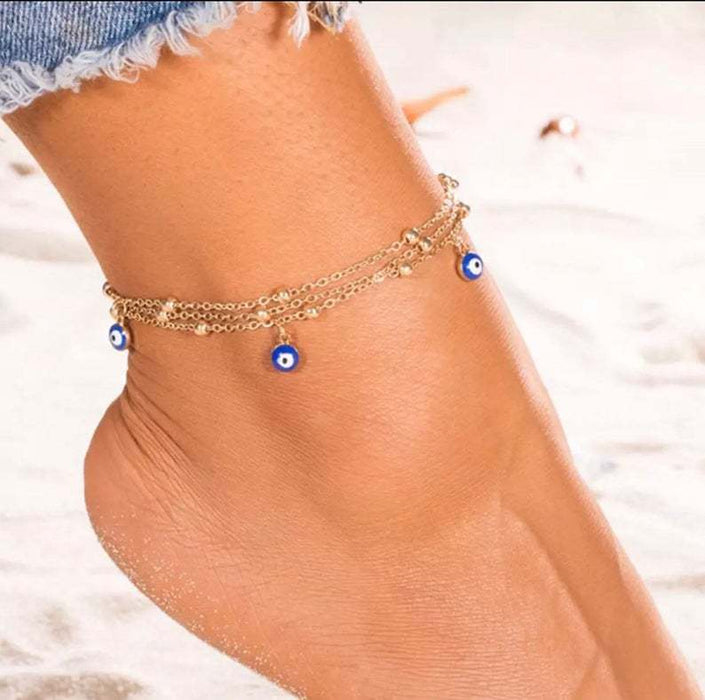 Wholesale Anklets Alloy Devil's Eye Multi-layer Adjustable JDC-AS-saip001