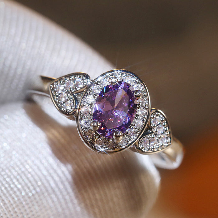 Wholesale Ring Copper Zircon Vintage Purple MOQ≥2 JDC-PREMCAOS-RS-020