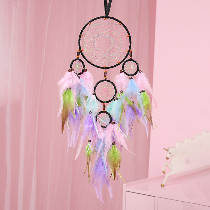Wholesale woven finished colorful romantic dreamcatcher decoration MOQ≥2 JDC-DC-MGu037
