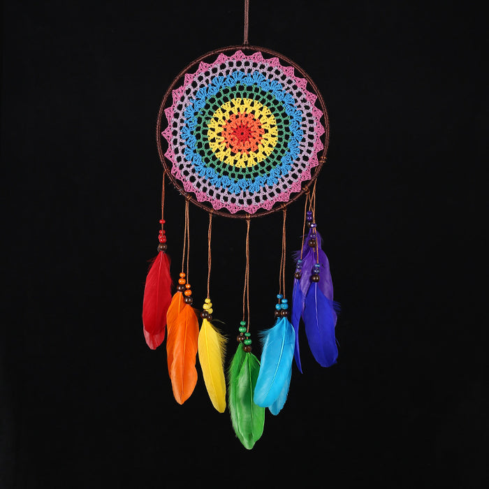 Jewelry WholesaleWholesale Indian Style Dreamcatcher Colorful Feather Ornament MOQ≥2 JDC-DC-YXuan010 Dreamcatcher 奕萱 %variant_option1% %variant_option2% %variant_option3%  Factory Price JoyasDeChina Joyas De China