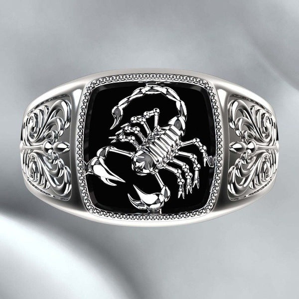 Jewelry WholesaleWholesale Scorpio Embossed Men's 925 Silver Plated Memorial Day Ring JDC-RS-Sanj023 Rings 三杰 %variant_option1% %variant_option2% %variant_option3%  Factory Price JoyasDeChina Joyas De China