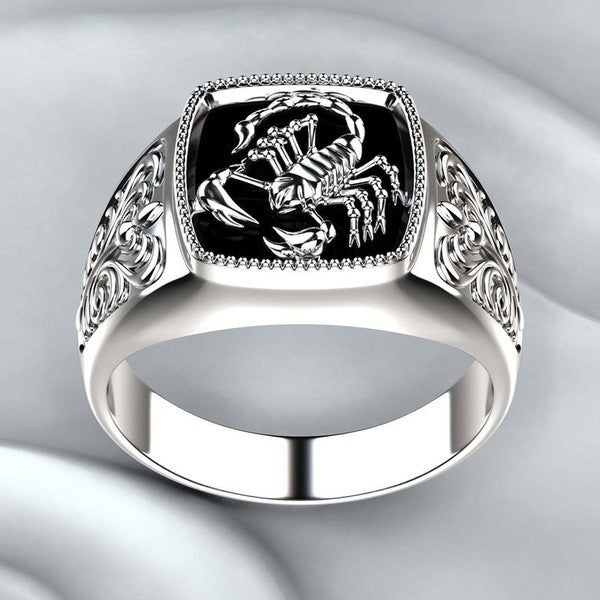 Jewelry WholesaleWholesale Scorpio Embossed Men's 925 Silver Plated Memorial Day Ring JDC-RS-Sanj023 Rings 三杰 %variant_option1% %variant_option2% %variant_option3%  Factory Price JoyasDeChina Joyas De China