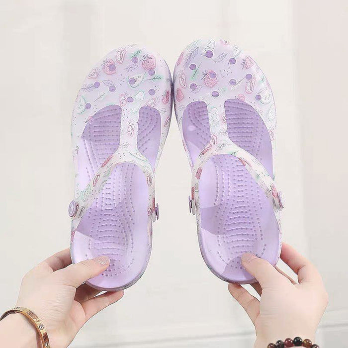 Wholesale cave shoes thick bottom non-slip beach shoes printed sandals JDC-SD-LongJ001