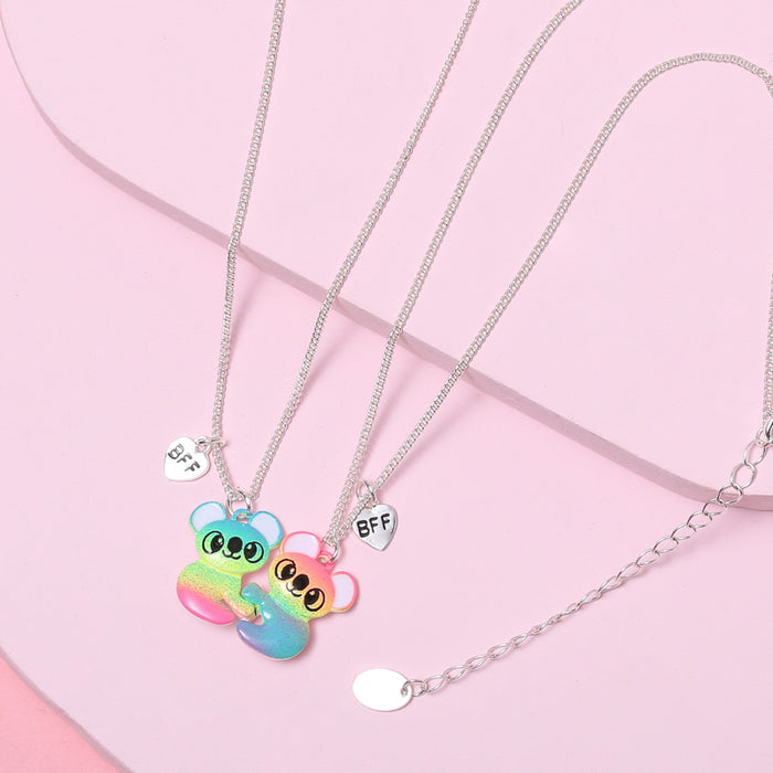 Wholesale Alloy Colorful Raccoon Kids Necklace Set MOQ≥2 JDC-NE-yilai001