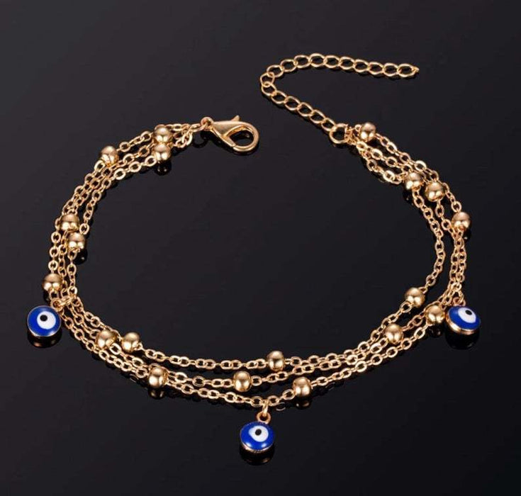 Wholesale Anklets Alloy Devil's Eye Multi-layer Adjustable JDC-AS-saip001