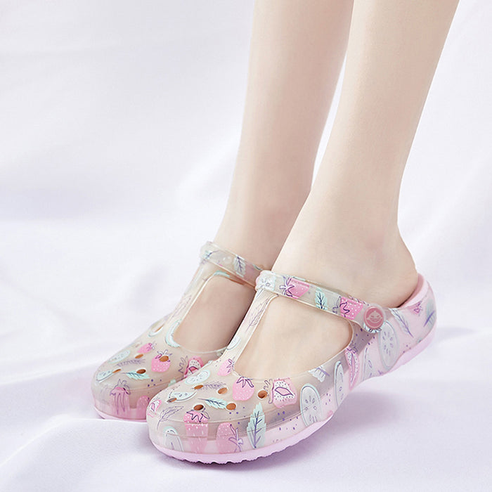 Wholesale cave shoes thick bottom non-slip beach shoes printed sandals JDC-SD-LongJ001