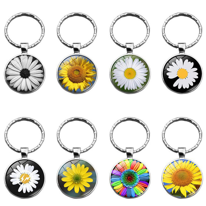 Jewelry WholesaleWholesale Sunflower Daisy Alloy Silver Plated Glass Gemstone Keychain JDC-KC-XuS008 Keychains 溆水 %variant_option1% %variant_option2% %variant_option3%  Factory Price JoyasDeChina Joyas De China