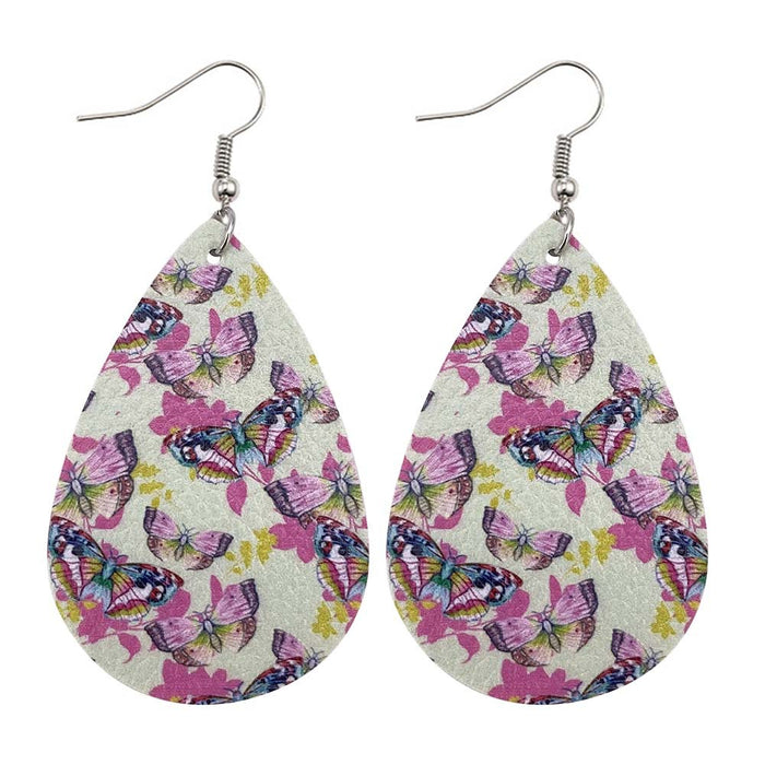 Jewelry WholesaleWholesale Butterfly Double Sided Printed PU Leather  earrings MOQ≥2 JDC-ES-Chengy009 Earrings Chengy %variant_option1% %variant_option2% %variant_option3%  Factory Price JoyasDeChina Joyas De China