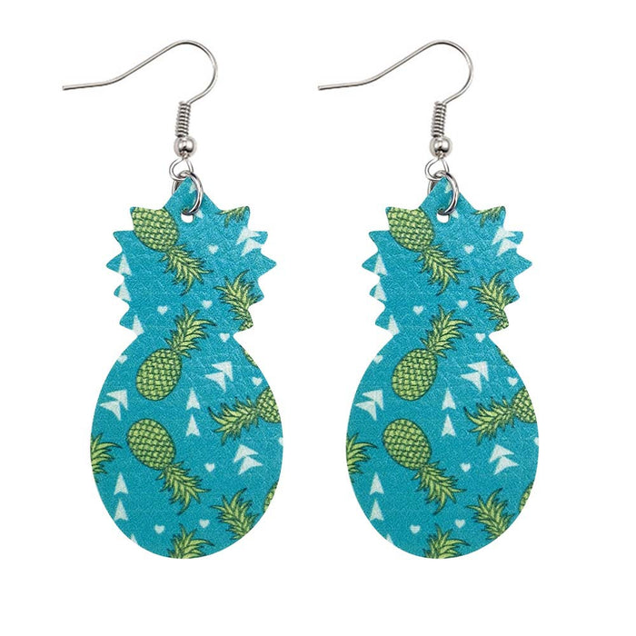 Jewelry WholesaleWholesale PU Leather Fruit Pineapple Double Sided Print Earrings MOQ≥2 JDC-ES-Chengy010 Earrings Chengy %variant_option1% %variant_option2% %variant_option3%  Factory Price JoyasDeChina Joyas De China