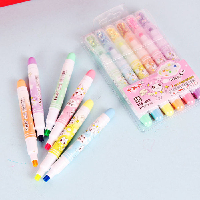 Wholesale Highlighter Color Plastic 6 Colors/Set MOQ≥2 JDC-BP-CXL001