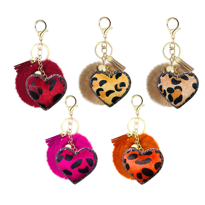 Jewelry WholesaleWholesale Korean velvet diamond leopard print love models MOQ≥5 JDC-KC-Yongz010 Keychains 永泽 %variant_option1% %variant_option2% %variant_option3%  Factory Price JoyasDeChina Joyas De China