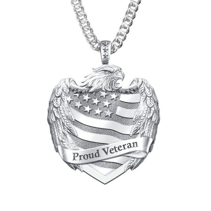 Wholesale Necklace Alloy Men's Eagle Head Flag Shield JDC-NE-MTu007