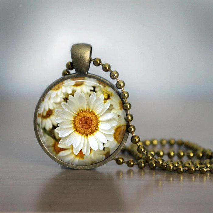 Wholesale Sunflower Flower Time Gemstone Necklace JDC-NE-Saip031