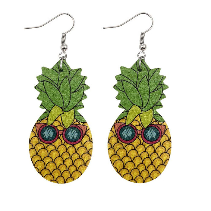 Jewelry WholesaleWholesale PU Leather Fruit Pineapple Double Sided Print Earrings MOQ≥2 JDC-ES-Chengy010 Earrings Chengy %variant_option1% %variant_option2% %variant_option3%  Factory Price JoyasDeChina Joyas De China