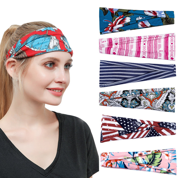 Wholesale head with yoga hair with running fitness sweat absorption with printed head scarf MOQ≥2 JDC-HD-KouX002