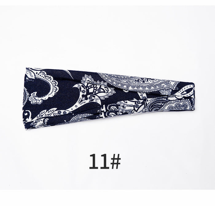 Wholesale head with yoga hair with running fitness sweat absorption with printed head scarf MOQ≥2 JDC-HD-KouX002