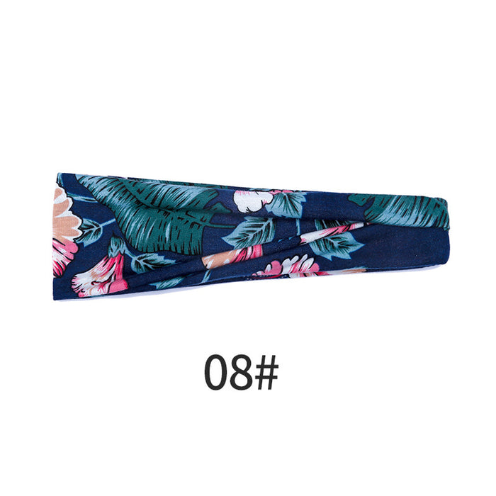 Wholesale head with yoga hair with running fitness sweat absorption with printed head scarf MOQ≥2 JDC-HD-KouX002