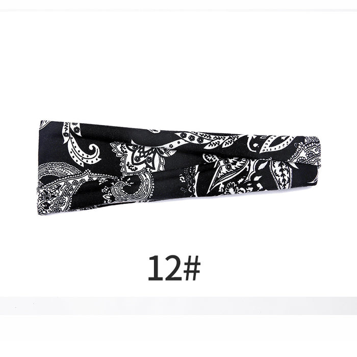 Wholesale head with yoga hair with running fitness sweat absorption with printed head scarf MOQ≥2 JDC-HD-KouX002