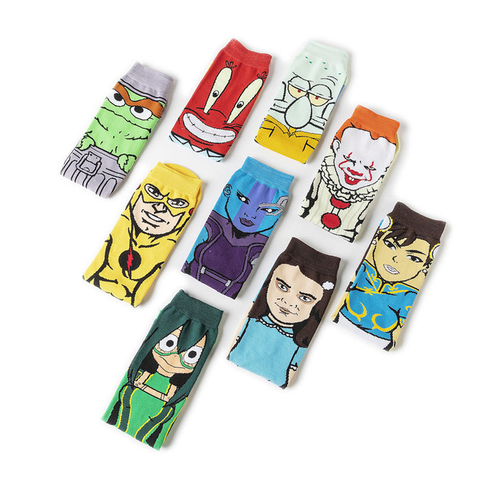 Wholesale socks cartoon medium and long tube skateboard personality socks (M) JDC-SK-HuiHe008