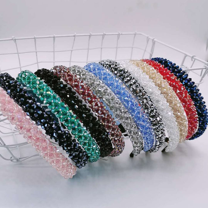 Wholesale Four Row Crystal Headband Hair Clips Wide Side Pressed Hair MOQ≥12 JDC-HD-BTang001