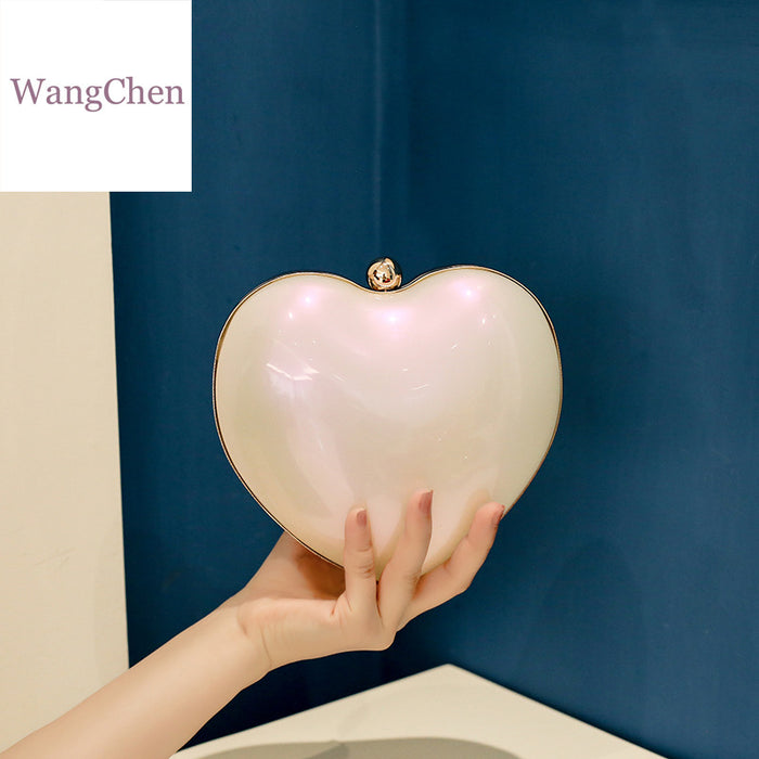 Wholesale big peach heart acrylic bag evening bag ladies diagonal bag JDC-SD-WangC001