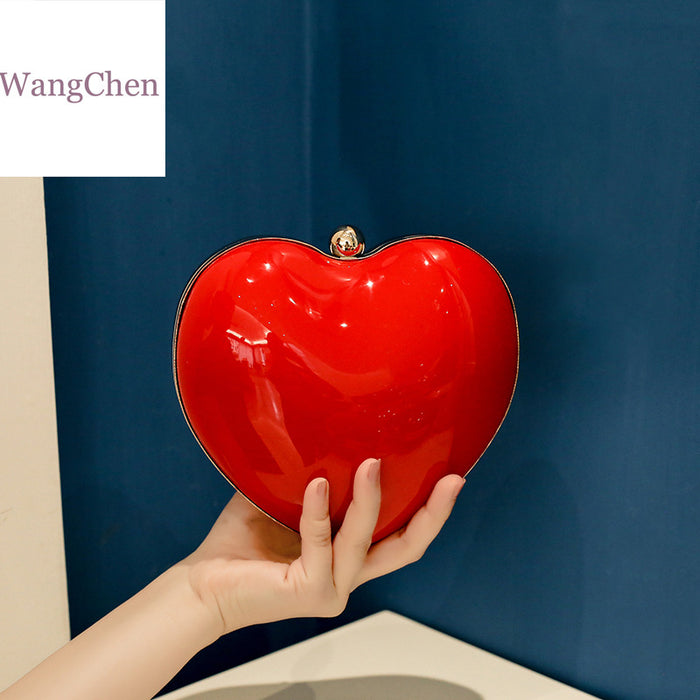 Wholesale big peach heart acrylic bag evening bag ladies diagonal bag JDC-SD-WangC001