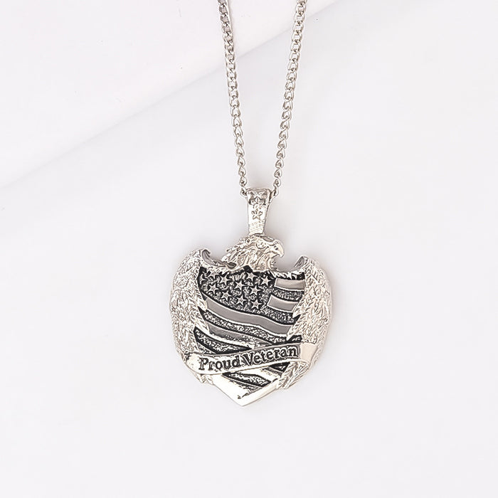 Wholesale Necklace Alloy Men's Eagle Head Flag Shield JDC-NE-MTu007