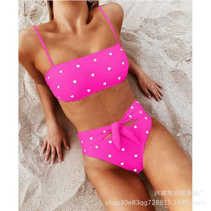 Wholesale Split Multicolor Heart Print Swimsuit Bikini JDC-SW-Xins001