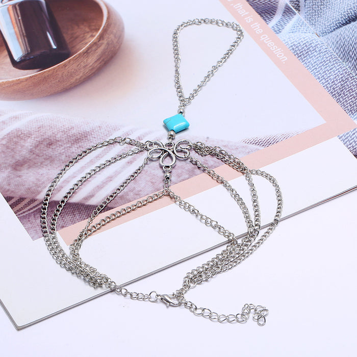 Jewelry WholesaleWholesale Simple Boho Vintage Blue Turquoise Fringe Beach Anklet JDC-AS-Ly020 Anklets 乐钰 %variant_option1% %variant_option2% %variant_option3%  Factory Price JoyasDeChina Joyas De China