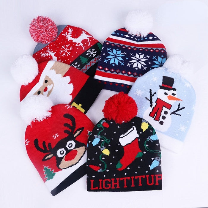 Wholesale Hat Wool Warm Wool Ball Christmas Kids Knitted Hat JDC-FH-JunC003