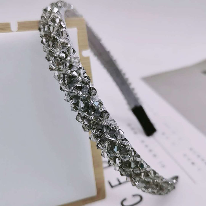 Wholesale Four Row Crystal Headband Hair Clips Wide Side Pressed Hair MOQ≥12 JDC-HD-BTang001