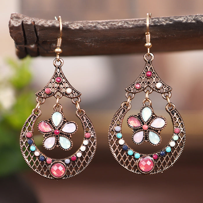 Wholesale Earrings Alloy Vintage Hollow Small Flowers MOQ≥2 JDC-ES-Daiq048