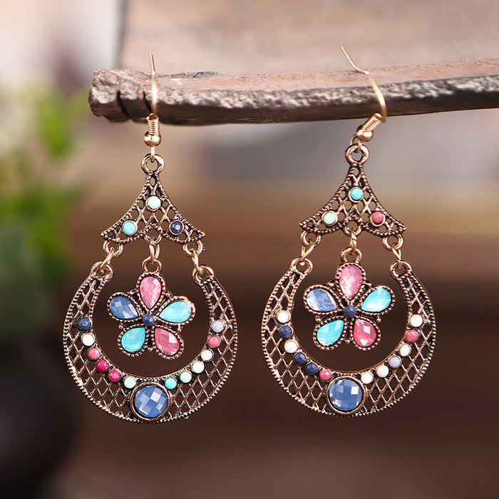 Wholesale Earrings Alloy Vintage Hollow Small Flowers MOQ≥2 JDC-ES-Daiq048