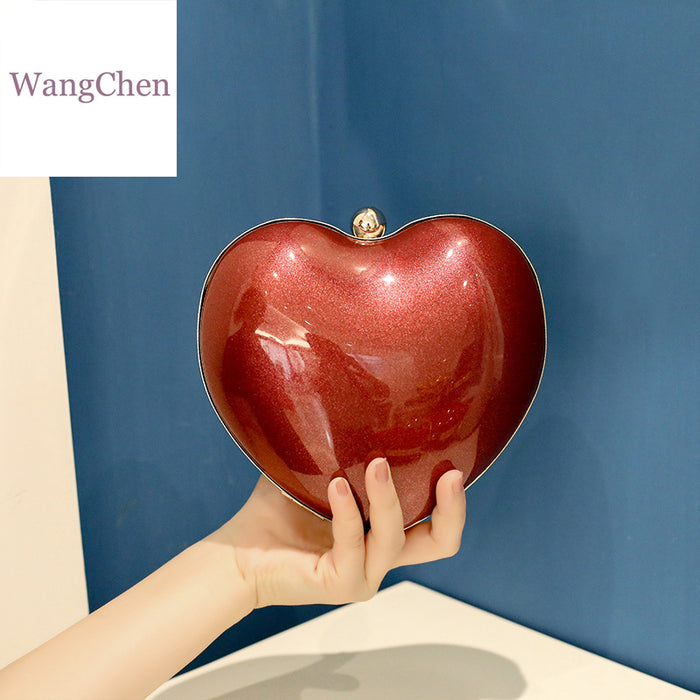 Wholesale big peach heart acrylic bag evening bag ladies diagonal bag JDC-SD-WangC001