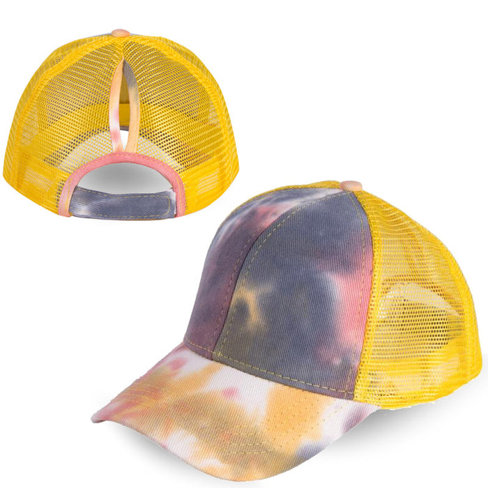 Jewelry WholesaleWholesale Summer Tie Dye Ponytail Baseball Hat Cotton Mesh Cap JDC-FH-RSheng001 Fashionhat 瑞升 %variant_option1% %variant_option2% %variant_option3%  Factory Price JoyasDeChina Joyas De China