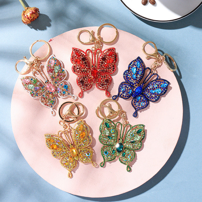 Wholesale Color Diamond Keychain Pendant Butterfly MOQ≥2 JDC-KC-ChaoK019