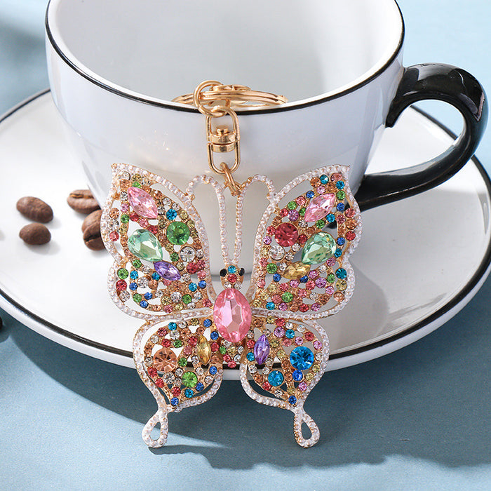 Wholesale Color Diamond Keychain Pendant Butterfly MOQ≥2 JDC-KC-ChaoK019