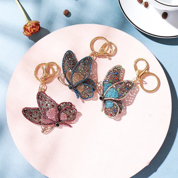 Mandeo de la moda al por mayor Diamond Hollow Butterfly Keychain MOQ≥2 JDC-KC-CHAOK018