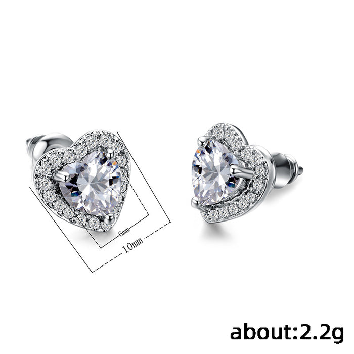 Wholesale heart-encrusted zircon stud earrings JDC-ES-Caos015