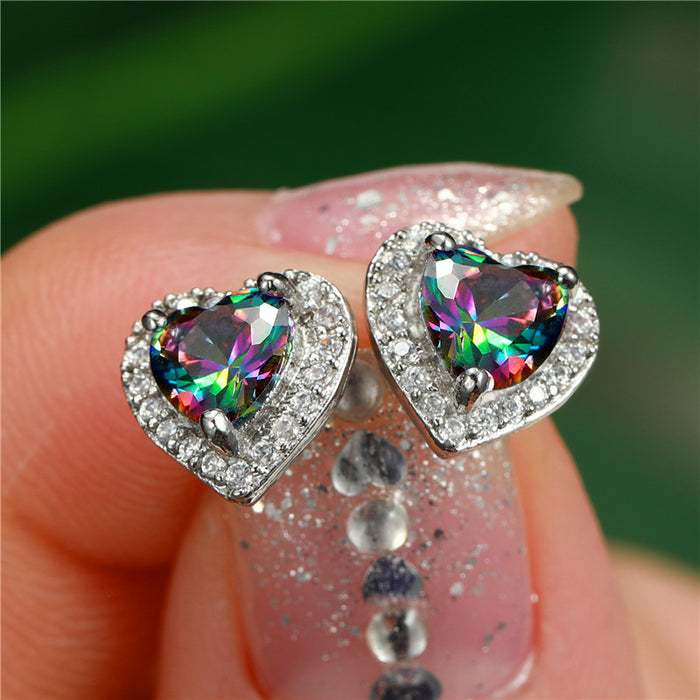 Wholesale heart-encrusted zircon stud earrings JDC-ES-Caos015