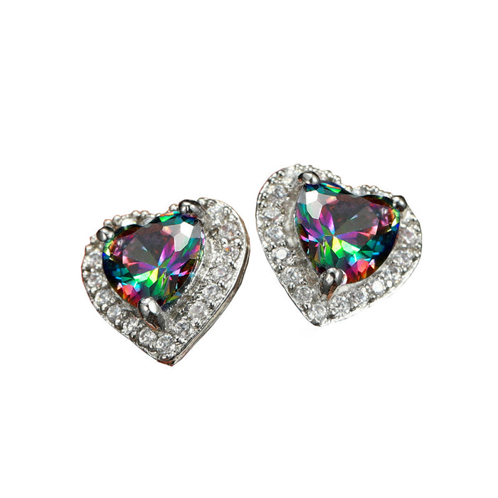 Wholesale heart-encrusted zircon stud earrings JDC-ES-Caos015