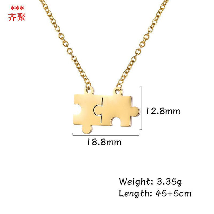 Wholesale Necklace Stainless Steel Simple Puzzle Clavicle Chain JDC-NE-QiJu013