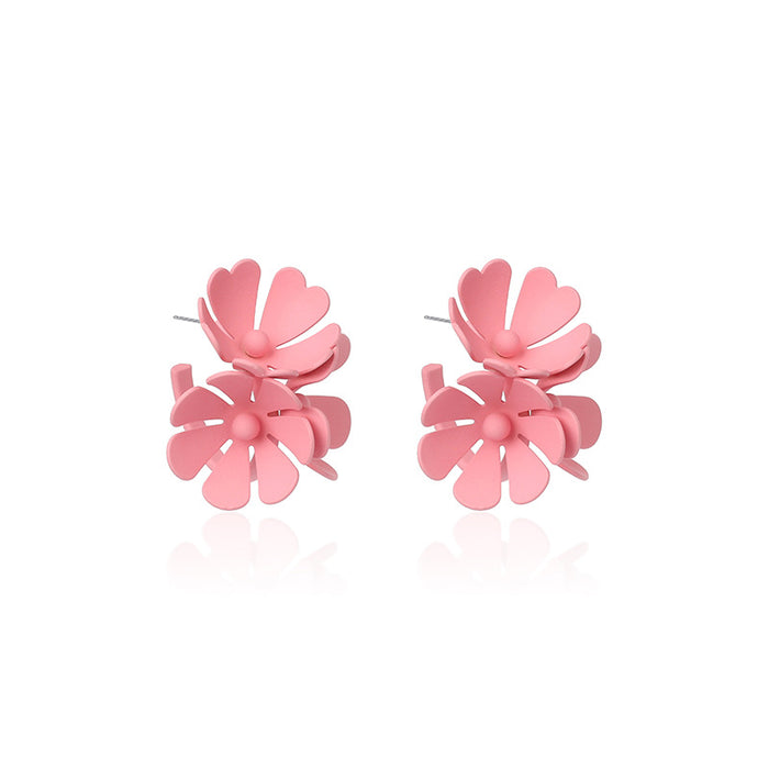 Wholesale Sweet Girly Flower Stud Earrings Fruit Color Metal Earrings MOQ≥2 JDC-ES-Yir006